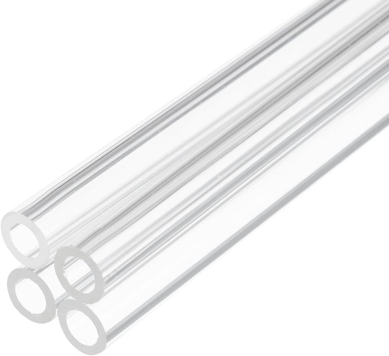 Rebower 12" Clear Plastic Rigid Pipe 6mm ID x 10mm OD (1/4" ID x 3/8" OD) Acrylic Round Polycarbonate Tubing, [for Plumbing, Hydraulics, Aquarium] - 4Pcs - Image 1